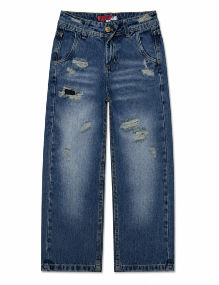 JEAN WIDE LEG RIPPED WASH – REF. RGT420